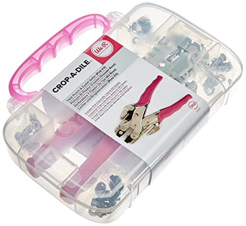 Rayher 7966000 Pink Crop-a-Dile Kit with Case and 100 Eyelets, Hole Punch and Eyelet Setter for Card Making, Scrapbooking and Papercrafts