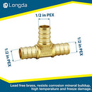 1/2 Inch Tee PEX Brass Crimp Fittings, Stress Corrosion Cracking Resistant Plumbing Fitting, Lead Free Brass Barb Crimp Pipe Hose Fittings（15packs）