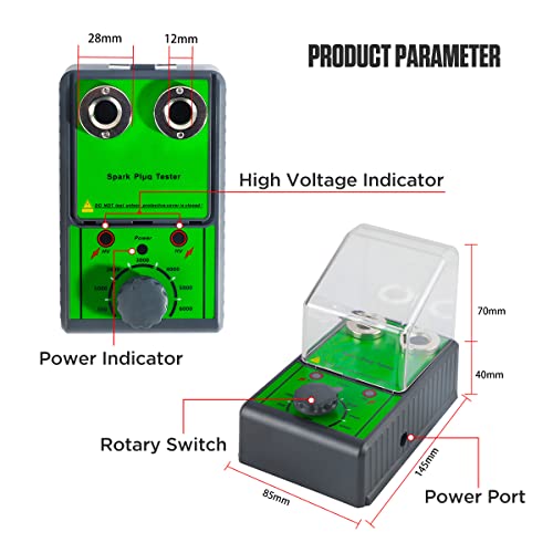 Spark Plug Tester Dual Holes Engine Ignition Coil Tester 0-6000rpm Working Frequency Spark Tester Automotive Spark Plugs Tester Tool for 12V Gasoline Vehicles Motorcycle Car Spark Plug Test Kit