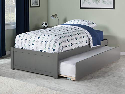 AFI Concord Twin Extra Long Platform Bed with Footboard and Twin Extra Long Trundle in Grey