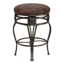 (Counter) - Hillsdale Montello 70cm Backless Swivel Counter Stool, Old Steel Finish with Brown Faux-Leather