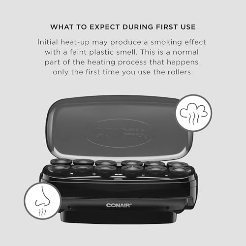 Conair Ceramic 1 1/2-inch Hot Rollers, Super Clips Included, Create Big Bouncy Curls, Black - Amazon Exclusive