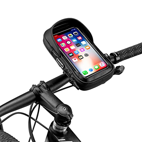 ROCKBROS Bike Phone Mount Bicycle Phone Holder Waterproof and Shockproof Bike Phone Pouch Cell Phone Case Compatible with iPhone 11/12 Pro Max 8 Plus Phones Below 6.8”