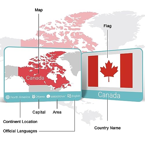 244PCS Countries of The World Flags Flash Cards Country Continent Capitals Population Country Flag Geography Educational Cards Game Gift for Kids Family & Adults All Countries Flags of The World Cards
