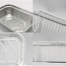 50pcs Foil Trays with Lid, 20.5x11x5.5cm Aluminium Foil Pan Disposable Food Containers Takeaway Box BBQ Oven Baking for Cooking, Heating, Storing(with Lid, 205 * 110 * 55mm /670ml)