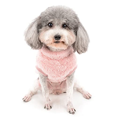 Zunea Fleece Dog Jumper Winter Warm Sweater Jacket Coat for Small Dogs Soft Fuzzy Puppy Clothes with D-Ring for Harness Leash Pullover Cold Weather Pet Girl Boy Apparel for Chihuahua Cats Pink S