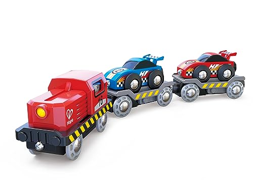 6pc Hape Race Car Transporter Track w/Removable Driver Kids Activity Toy 3+