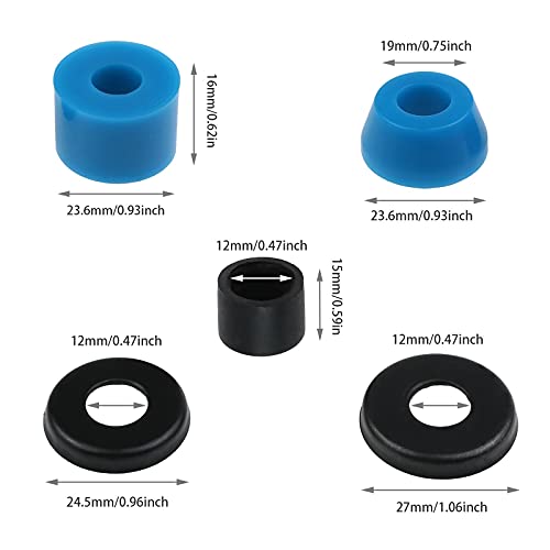 ECSiNG 3 Sets of Skateboard Truck Bushings Kit for Most 7 Inch Skateboard Trucks Bushings Skateboard Cup Washers Replacement Accessories