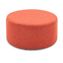 BELLEZE Modern 24 Inch Ottoman, Upholstered Fabric Footstool, Round Pouf Accent Furniture for Living Room, Solid Colored Circle Footrest - Colby (Orange)