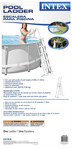 Intex 28077E Heavy Duty Deluxe Pool Ladder with Removable Steps for 52 Inch Depth Above Ground Pools