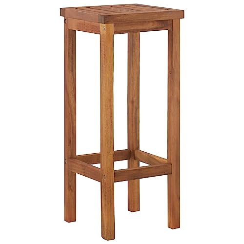 'vidaXL Solid Acacia Wood Outdoor Bar Stools, Farmhouse Style - Set of 6, Brown