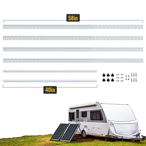 BougeRV 58in Adjustable Solar Panel Tilt Mount Brackets with Foldable Tilt Legs, Solar Panel mounting Support 180 200 300 400 Watt Solar Panel for Roof, RV, Boat, and Off-Grid