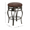 (Counter) - Hillsdale Montello 70cm Backless Swivel Counter Stool, Old Steel Finish with Brown Faux-Leather