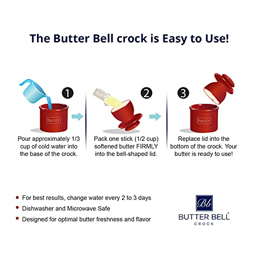 Butter Bell - The Original Butter Bell Crock by L Tremain, a Countertop French Ceramic Butter Dish Keeper for Spreadable Butter, Antique Collection, Sea Spray