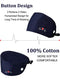 5 Pieces Working Cap with Buttons Unisex Sweatband Adjustable Tie Back Bouffant Hat (Navy Blue)