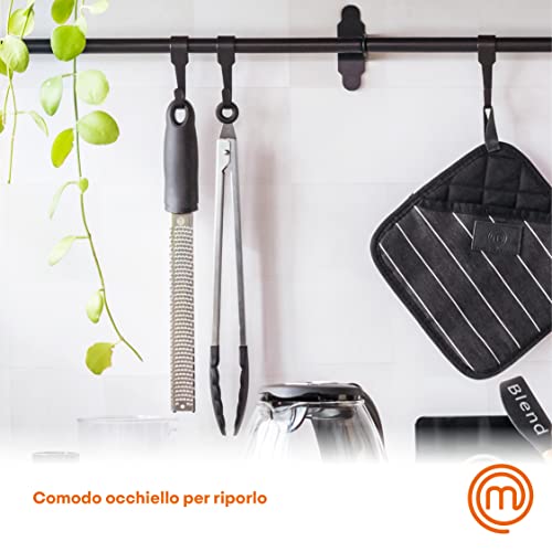 MasterChef Lemon Zester Grater Micro Planing Tool for Zesting Citrus Fruits, Kitchen Gadget for Finely Grating Garlic, Ginger, Nutmeg, Parmesan Cheese, Chocolate and More, Stainless Steel, Black