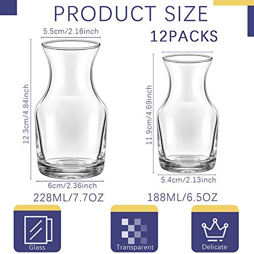 Single Serving Wine Carafe Glass Mini Carafe Individual Wine Decanter Small Carafe for Wine Dinner Parties Tastings Bars Restaurants, 6.5 Oz, 7.7 Oz (12 Pack)