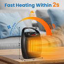 AVITONG Portable Electric Space Heater, 1500W/750W Ceramic Heater with Thermostat, Heat Up 15 Square Meter in Minutes, Safe and Quiet for Office Room Desk Indoor Use (Black)