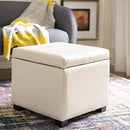 (Cream) - Safavieh Hudson Collection Williamsburg Cream Leather Square Storage Ottoman