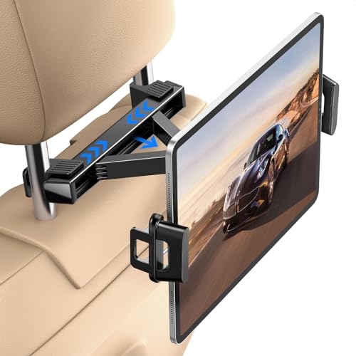 UGREEN Car Headrest Tablet Holder 360° Rotating, Universal Tablet Holder for Back Seat, Foldable Car Headrest Mount, Road Trip Essentials for Kids, Compatible with 4.7 to 12.9-inch Devices