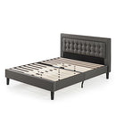 Zinus Queen Bed Frame DACHELLE Bedroom Furniture, Uphostered Tufted Fabric headboard, Dark Grey