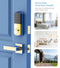 Zciuyo Front Door Handle - Entry Door Lock Handle Set for Left or Right Handed Doors, Reversible Interior Exterior Single Cylinder Lower Half Adjustable Lever Bright Brass Non-Locking Gold