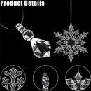 iDopick 30Pcs Christmas Crystal Snowflake Decorations Acrylic Hanging Snowflake Icicle Drop Ornaments Set Crystal Christmas Ornaments with Sliver Rope for Christmas Tree Decorations