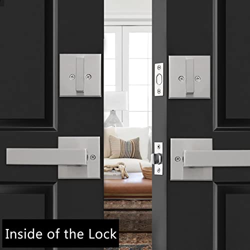 KIAYACI Front Door Handleset Double Door Lock Set Silver Door Handle Deadbolt Locks for Doors Entry Door Locksets with Deadbolt Single Cylinder HandleSet with Circle Handle Lower Half Grip