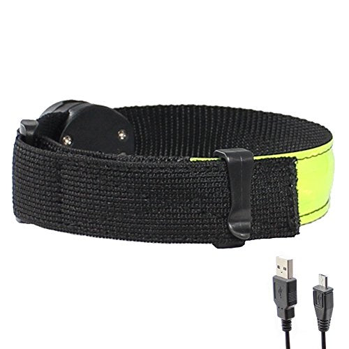 Glovion LED Armband - USB Rechargeable LED Running Armband Light- High Visibility Safety Gear for Night Running, Jogging & Cycling - Green