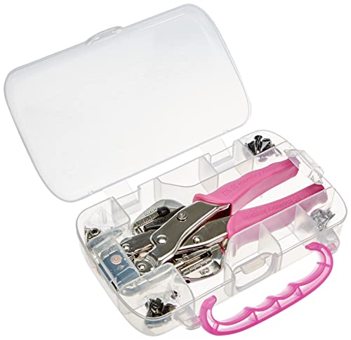 Rayher 7966000 Pink Crop-a-Dile Kit with Case and 100 Eyelets, Hole Punch and Eyelet Setter for Card Making, Scrapbooking and Papercrafts