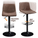 Yaheetech Bar Stools Counter Height, Swivel Barstools with Footrest and L Shape Back, Height Adjustable Modern Bar Chairs, Vintage Leather, Brown