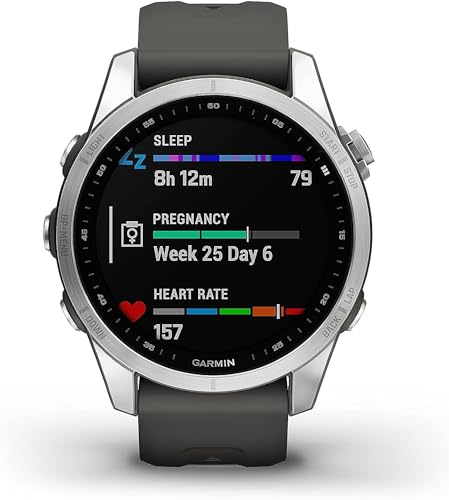 Garmin Fenix 7S, Silver with Graphite Band, Multisport GPS Watch