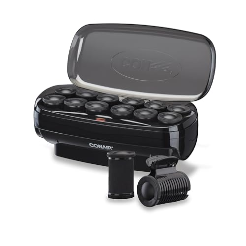 Conair Ceramic 1 1/2-inch Hot Rollers, Super Clips Included, Create Big Bouncy Curls, Black - Amazon Exclusive