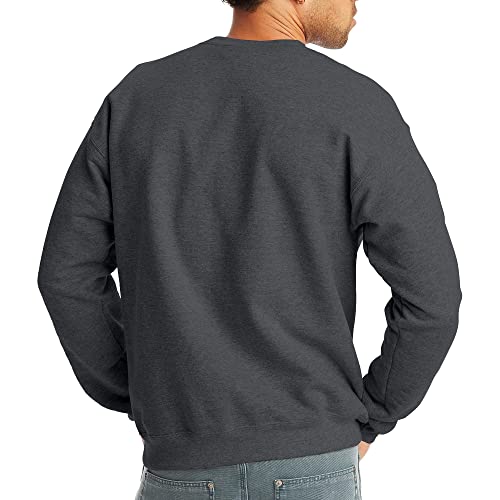 Hanes Men's EcoSmart Hoodie, Midweight Fleece Sweatshirt, Pullover Hooded Sweatshirt for Men, Charcoal Heather - 1 Pack, Large