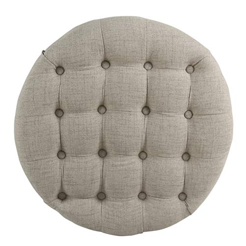 Homepop Home Decor Button Tufted Woven Round Storage Ottoman Large