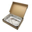 50pcs Foil Trays with Lid, 20.5x11x5.5cm Aluminium Foil Pan Disposable Food Containers Takeaway Box BBQ Oven Baking for Cooking, Heating, Storing(with Lid, 205 * 110 * 55mm /670ml)