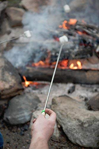 MalloMe Marshmallow Roasting Sticks Set of 10 Telescoping Rotating Smores Skewers & Hot Dog Fork 30 Inch Kids Camping Campfire Fire Pit Accessories | FREE Pouch 10 Bamboo & Marshmallow Sticks Ebook