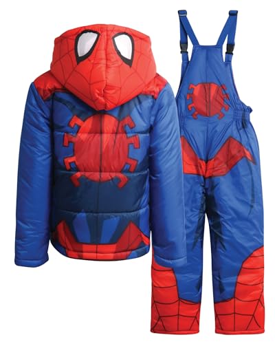 Marvel Boys' Spider-Man Snowsuit - 2 Piece Ski Jacket and Snow Bib Ski Pants Overalls: Toddler/Boy (2T-7), Spidey Red Blue, 7