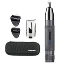 ConairMan Ear, Nose, and Eyebrow Hair Trimmer for Men, Cordless Battery-Powered Trimmer with Professional Metal Handle, Patent 360 Bevel Blade for No Pull, No Snag Trimming Experience