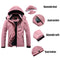 Women's Mountain Waterproof Ski Jacket Windproof Rain Windbreaker Winter Warm Hooded Snow Coat, Pink, Small