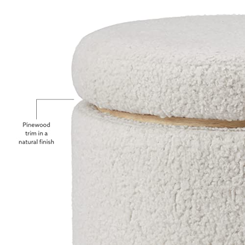 Linon Home Décor Cream Sherpa Round Storage Wooden Base by Linon Lexington Ottoman