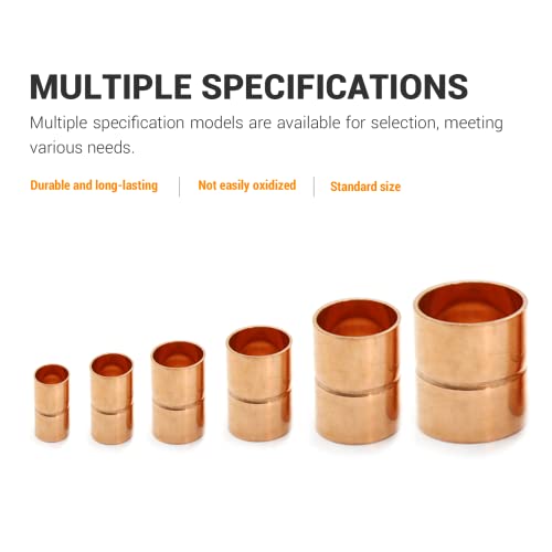 ZOWZEA Straight Coupling Copper Fittings 1/2 Inch Copper Pipe Welding Joint Connector Adapter For HVAC Air Conditioning