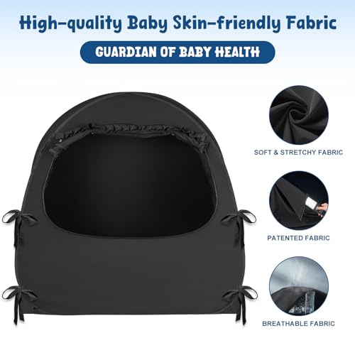 YAVIL Blackout Baby Sleep Tent Sleep Pod, Pop Up Crib Blackout Cover Canopy for Naps at Home and Traveling, Fits Mini Crib, Pack n Play, and More with Safe Bottom Design, Blocks 96% Light
