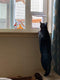 Whiskers and Windows Cat Door for Horizontal Sliding Windows, Large Cat Flap, Fits Windows 34"-37" h, White