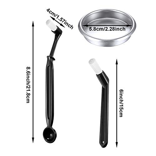 Zhehao Coffee Machine Cleaning Set, 4 Pieces Coffee Machine Brush with Spoon and 1 Piece 58 mm Stainless Steel Back Flush Insert Metal Blind Filter for Espresso Machine