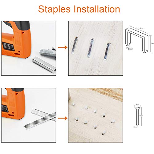 Cordless Staple Gun Nail Gun Tacker, Electric Stapler & Nailer 2 in 1, Electric Staple Gun with Rechargeable USB Charger for Upholstery DIY Includes 2000pcs 10mm Nails and 2000pcs 10mm Staples