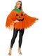 Women Pumpkin Poncho For Halloween Costume Adult Funny Printed Cosplay Cloak Cape Orange