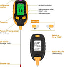 Soil Moisture Meter, 4-in-1 Soil PH Meter, Soil Tester, Digital Soil PH Tester with Light/PH/Temperature, Plant Thermometer Test for Gardening, Lawn, Farming, Indoor & Outdoor Plants