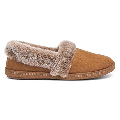 Skechers Cozy Campfire - Team Toasty, Women's Low-Top Slippers, Chestnut Microfiber Suede Faux Fur Line, 10 US