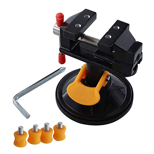 Yakamoz Universal Mini Suction Vise Clamp 360 Degrees Drill Press Vise Table Bench Vice with Suction Base for DIY Hobby Jewelry Watch Repairing Nuclear Sculpture Craft Carving Clip On Tool